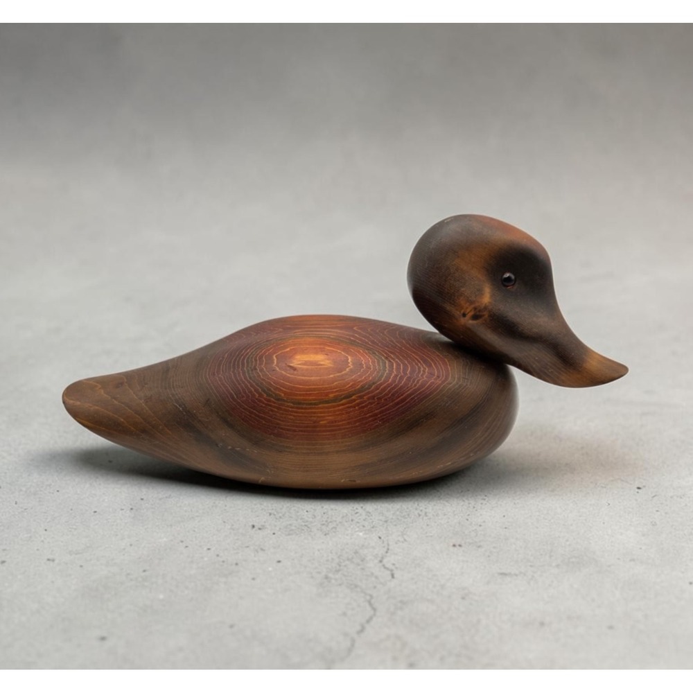 Vintage Bundy & Company John E. Bundy Wooden Duck Decoy Carving Signed